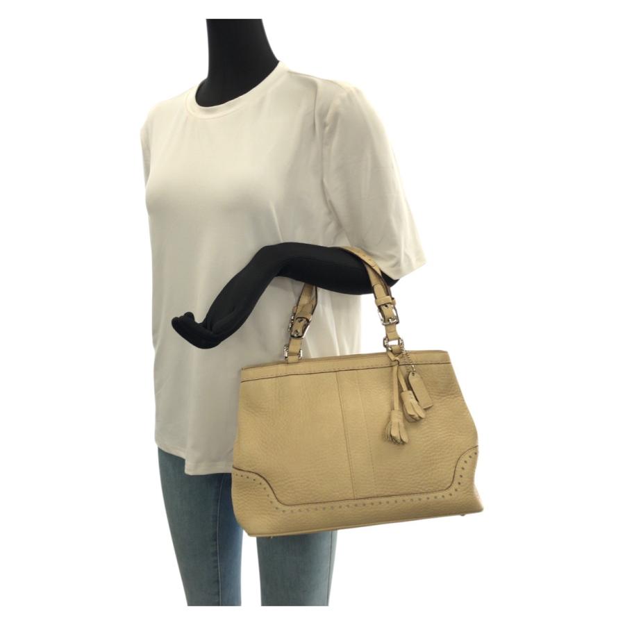 美品 COACH コーチ ハンプトンズ フリンジ ベージュ シルバー金具 レザー 5055 トートバッグ ハンドバッグ レディース 600306 | COACH | 06