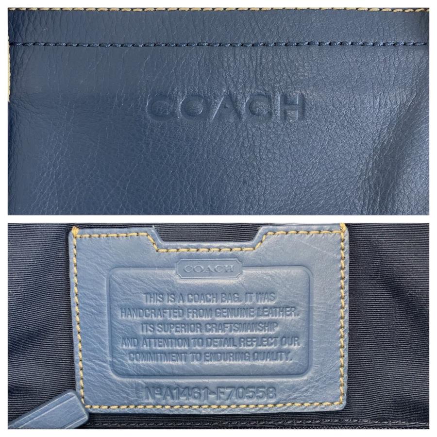 COACH コーチ ブルー 青 シルバー金具 レザー 70558 トートバッグ ビジネスバッグ メンズ 600367