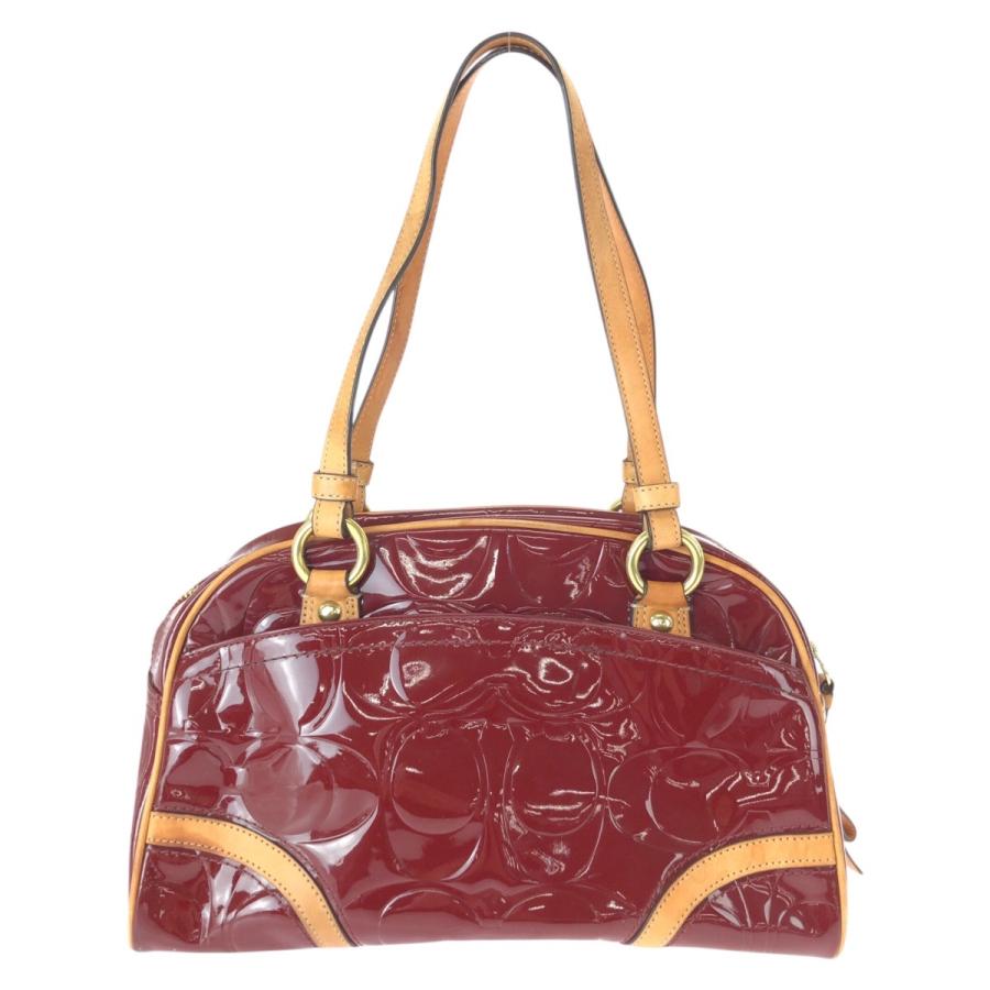 COACH（コーチ） シグネチャー ワインレッド ボルドー パテントレザー 