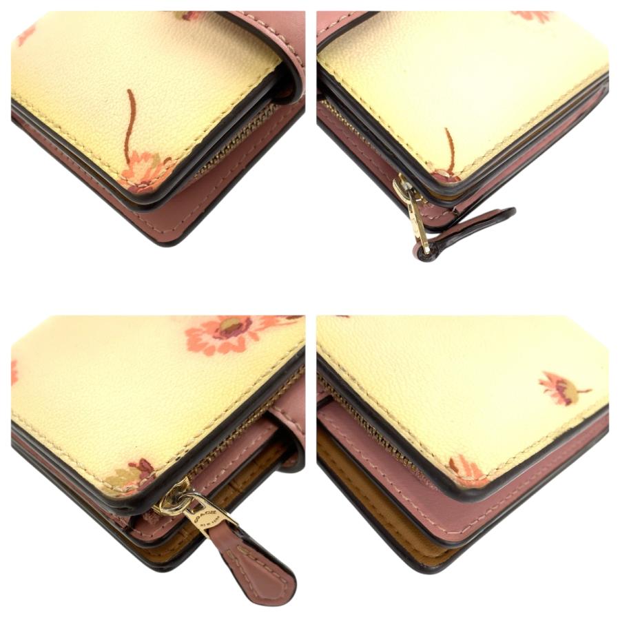COACH コーチ フラワー イエロー ピンク ゴールド金具 レザー C3284 折財布 コンパクトウォレット レディース 600386 | COACH | 03