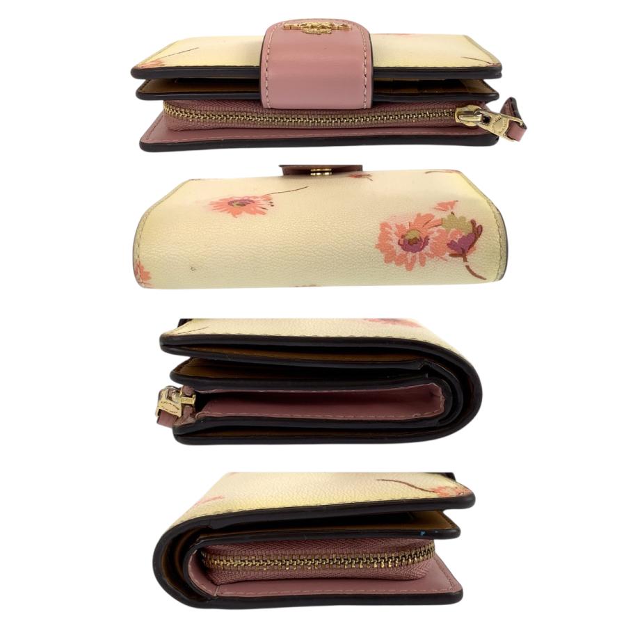 COACH コーチ フラワー イエロー ピンク ゴールド金具 レザー C3284 折財布 コンパクトウォレット レディース 600386 | COACH | 09