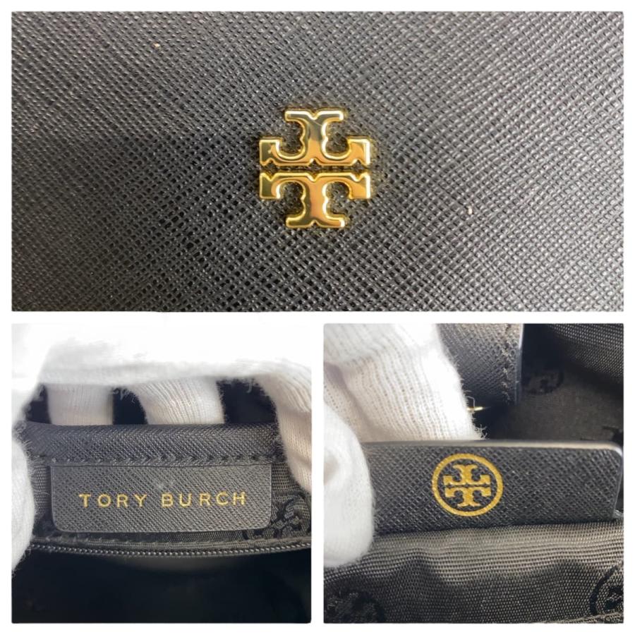美品 Tory Burch トリーバーチ ブラック 黒 ゴールド金具 レザー トートバッグ ハンドバッグ  レディース 600404 | TORY BURCH | 04