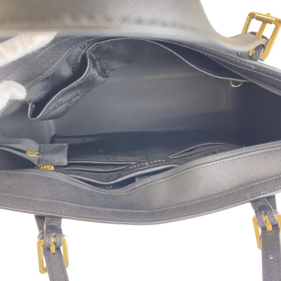 美品 Tory Burch トリーバーチ ブラック 黒 ゴールド金具 レザー トートバッグ ハンドバッグ  レディース 600404 | TORY BURCH | 08