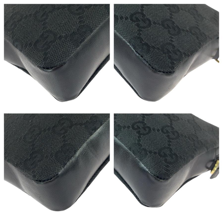 美品 GUCCI グッチ ブラック 黒 ゴールド金具 GGキャンバス/レザー 90666 ショルダーバッグ ミニショルダーバック ポシェット 600481 | GUCCI | 02
