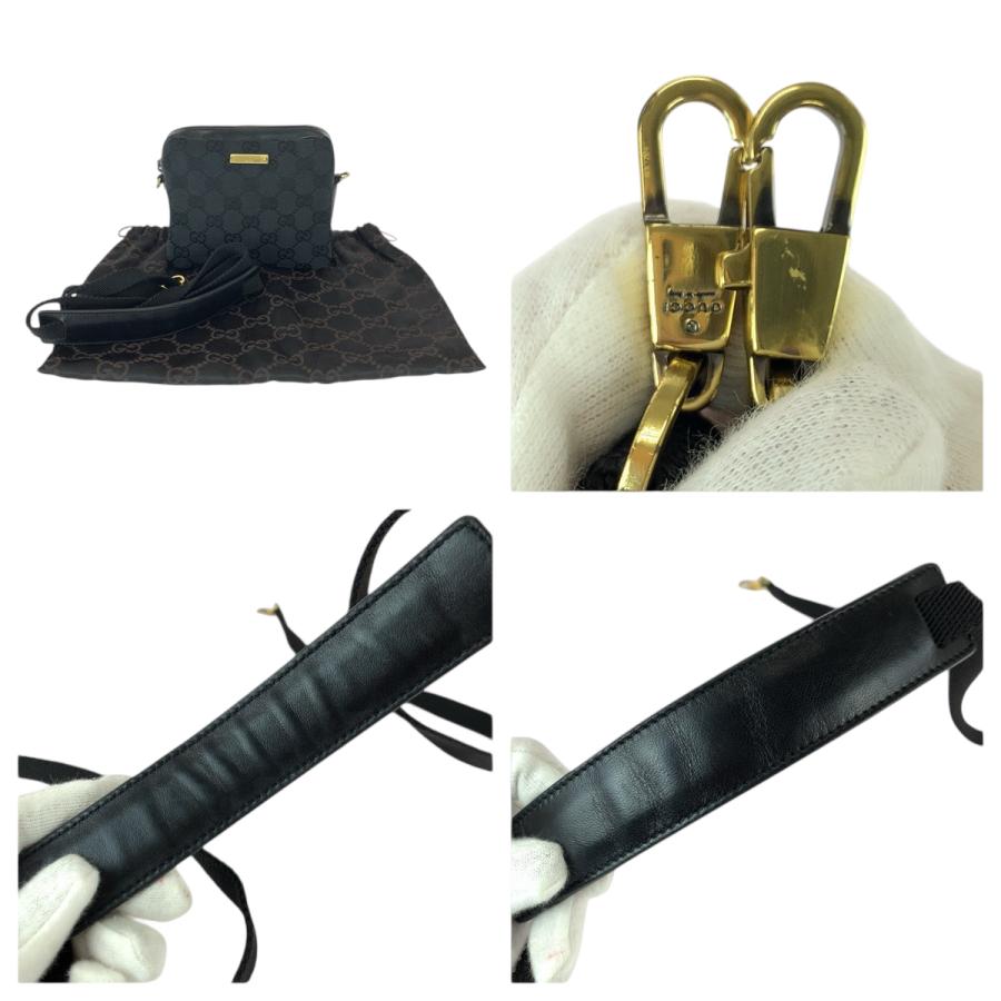 美品 GUCCI グッチ ブラック 黒 ゴールド金具 GGキャンバス/レザー 90666 ショルダーバッグ ミニショルダーバック ポシェット 600481 | GUCCI | 04