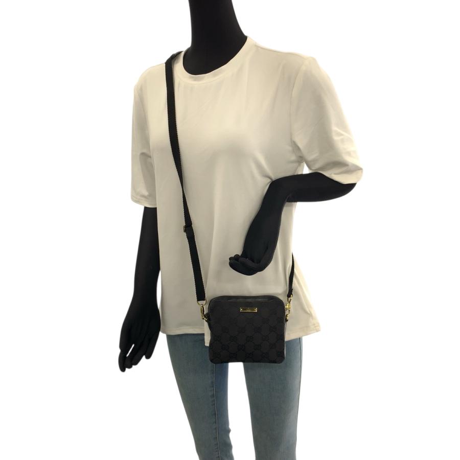 美品 GUCCI グッチ ブラック 黒 ゴールド金具 GGキャンバス/レザー 90666 ショルダーバッグ ミニショルダーバック ポシェット 600481 | GUCCI | 06