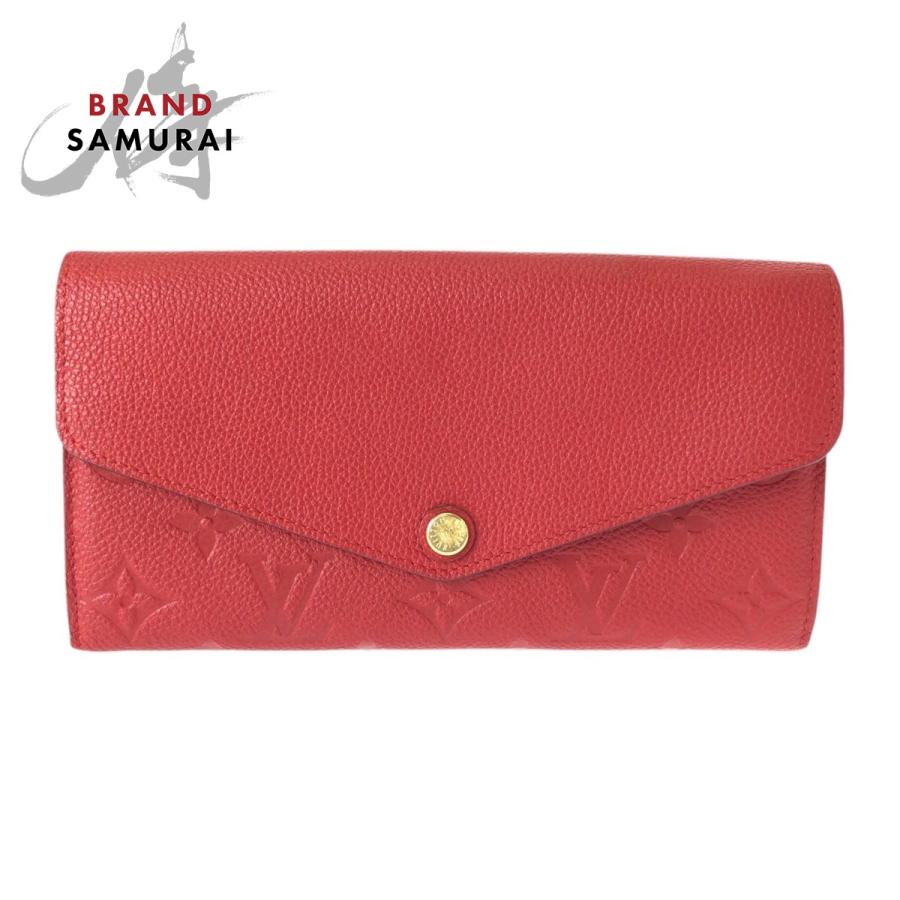 美品 LOUIS VUITTON ルイヴィトン モノグラム アンプラント ポルトフォイユ サラ レッド ゴールド金具 レザー M61181 長財布 ロングウォレット レディース 600482 【中古】 LOUIS VUITTON（ルイ・ヴィトン） 美品 モノグラム アンプラント