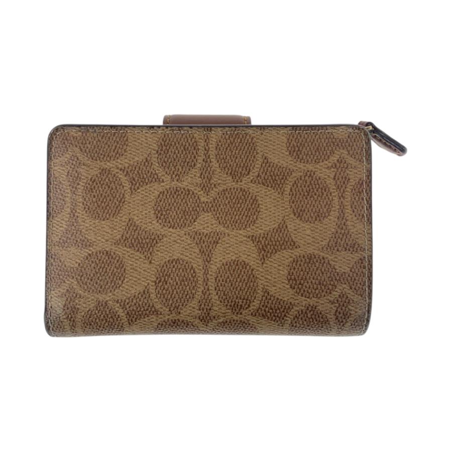 COACH コーチ シグネチャー ベージュ ブラウン ゴールド金具 PVC/レザー 折財布 コンパクトウォレット レディース 600489 | COACH | 01
