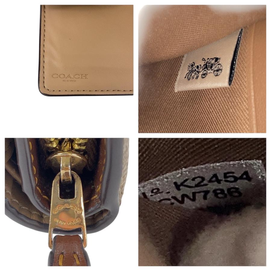 COACH コーチ シグネチャー ベージュ ブラウン ゴールド金具 PVC/レザー 折財布 コンパクトウォレット レディース 600489 | COACH | 04