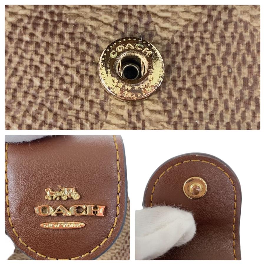COACH コーチ シグネチャー ベージュ ブラウン ゴールド金具 PVC/レザー 折財布 コンパクトウォレット レディース 600489 | COACH | 08