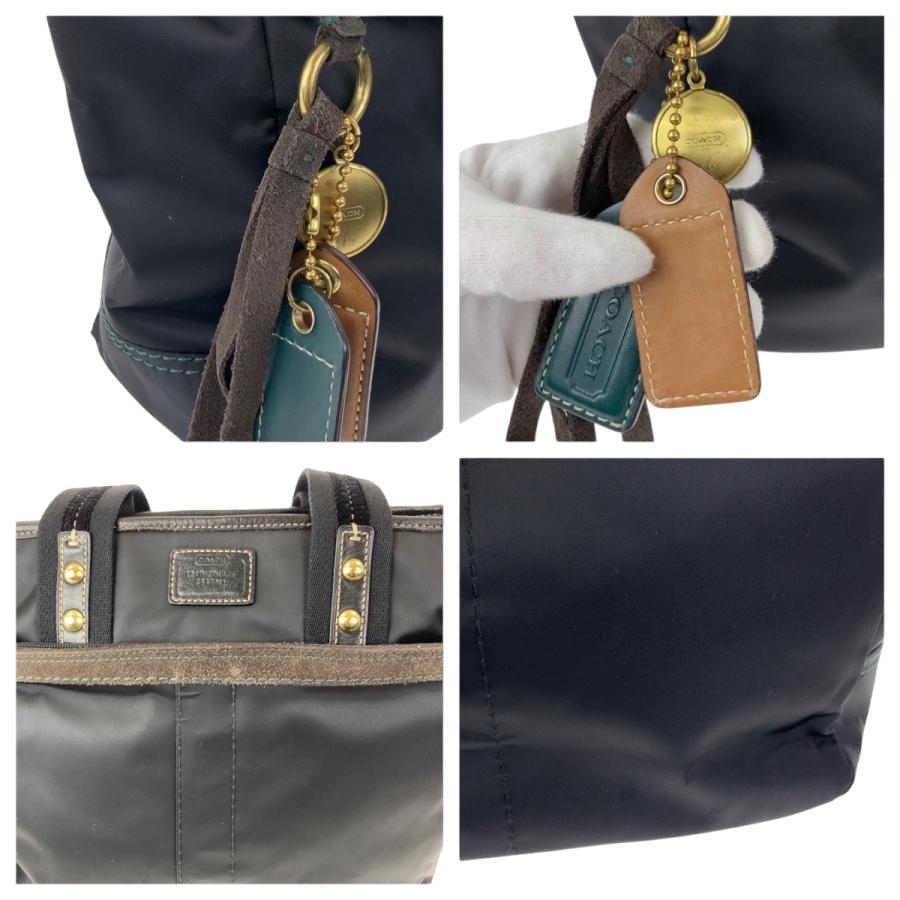 美品 COACH コーチ ハンプトンズウィークエンド ブラック 黒 ゴールド金具 ナイロン/レザー 10100 トートバッグ 600503
