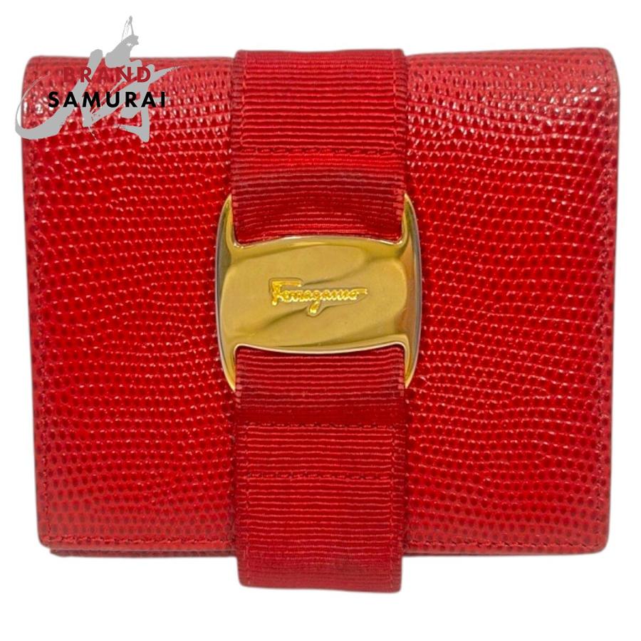Salvatore Ferragamo サルヴァトーレフェラガモ ヴァラ リボン レッド