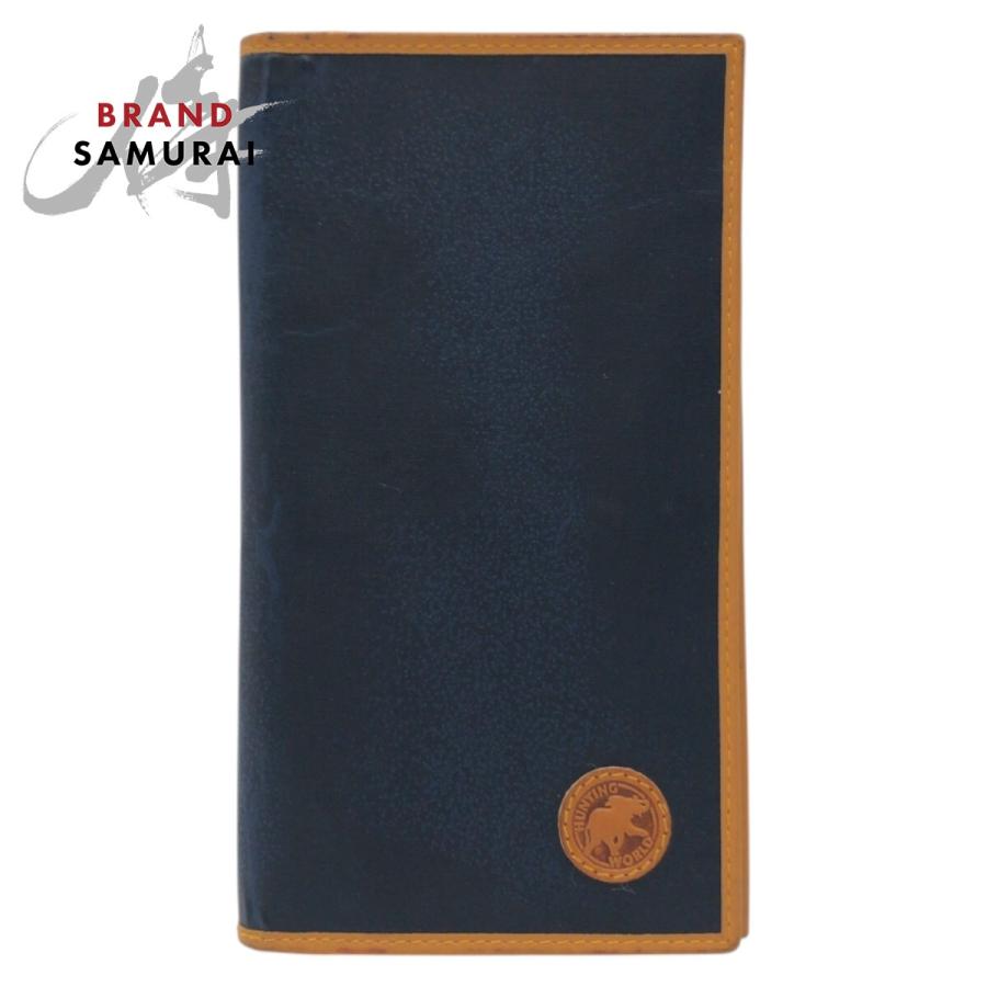 HUNTING WORLD ハンティングワールド バチュー ネイビー ブラウン ナイロン 15.I.1.96 長財布 ロングウォレット メンズ 600540 | 