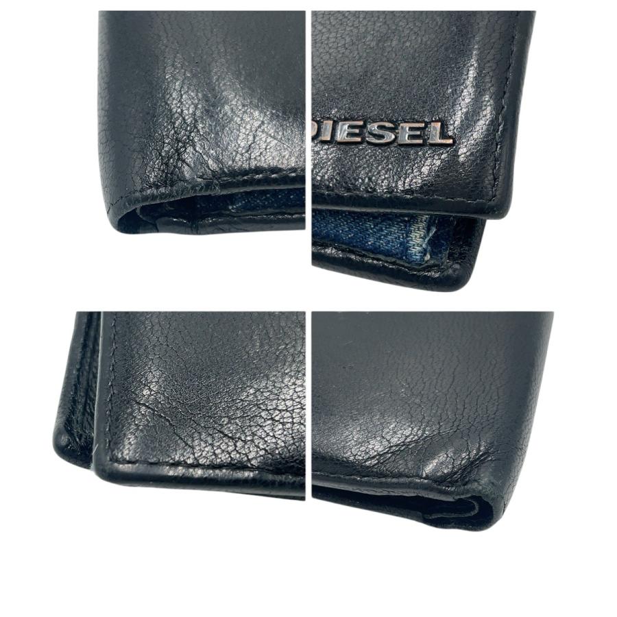 DIESEL ディーゼル ブラック 黒 レザー 二つ折り財布 折財布 コンパクトウォレット メンズ 600546 | DIESEL | 02