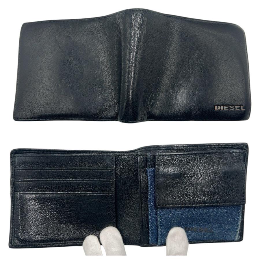 DIESEL ディーゼル ブラック 黒 レザー 二つ折り財布 折財布 コンパクトウォレット メンズ 600546 | DIESEL | 07