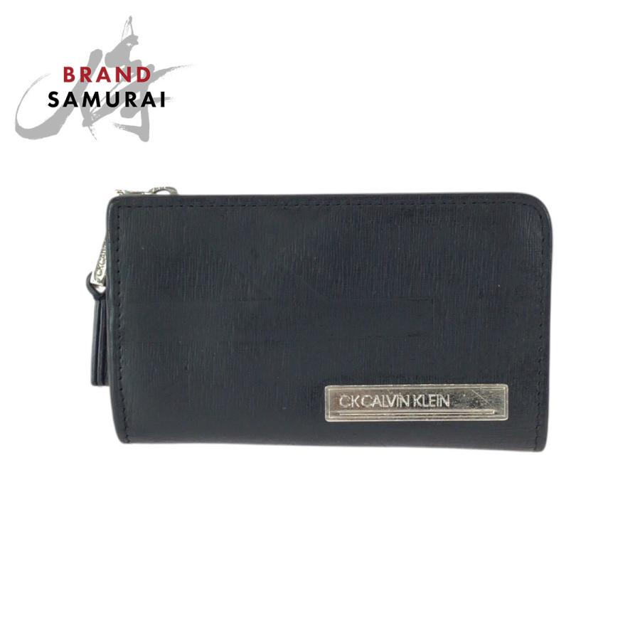 Calvin Klein カルバンクライン CK 4連 ブラック 黒 シルバー金具 レザー キーケース メンズ 600558 | 