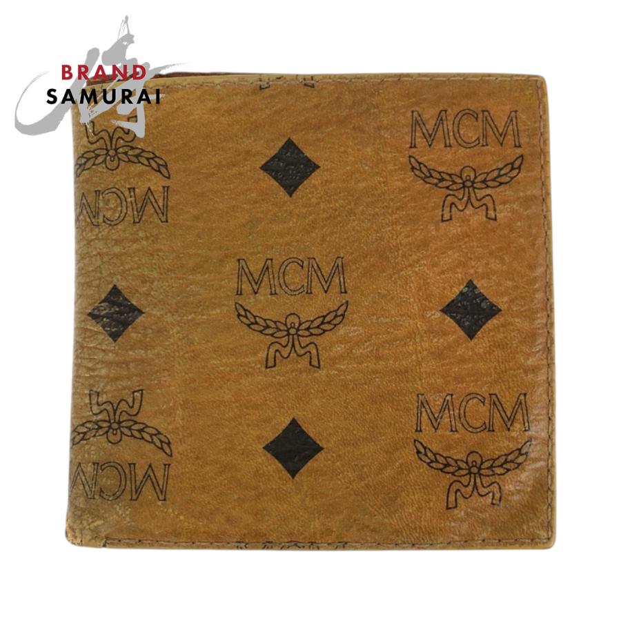 MCM エム シー エム ヴィセトス ブラウン キャメル ゴールド金具 レザー 折財布 コンパクトウォレット レディース 600569 | MCM