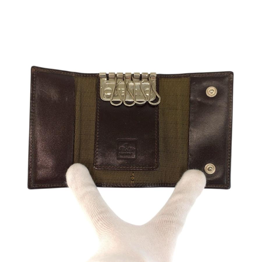 FENDI（フェンディ） 美品 ズッカ 6連 ブラウン キャンバス/レザー