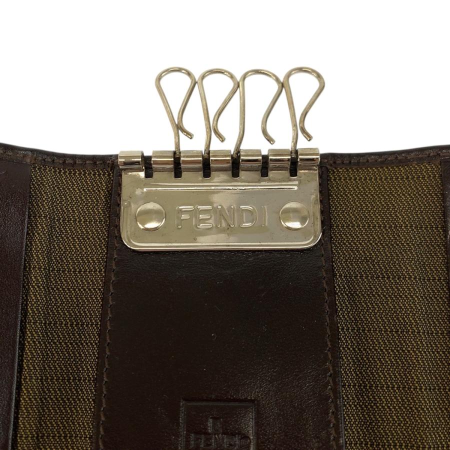 FENDI（フェンディ） 美品 ズッカ 6連 ブラウン キャンバス/レザー
