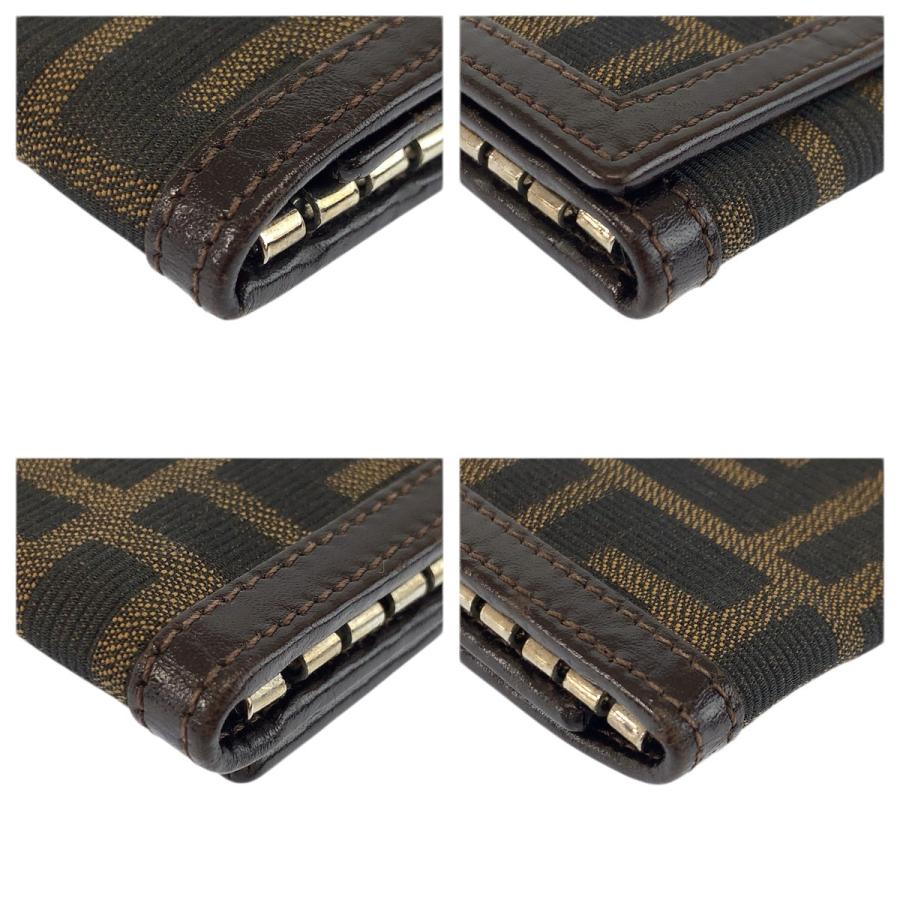 美品 FENDI フェンディ ズッカ 6連 ブラウン キャンバス/レザー 2556 10163 099 キーケース 男女兼用 レディース 600573_6