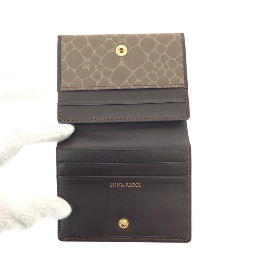 美品  ブラウン カーキ ゴールド金具 レザー 折財布 コンパクトウォレット レディース 600577 |  | 05