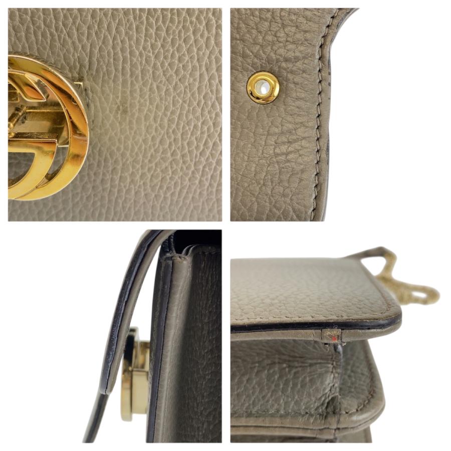 GUCCI グッチ インターロッキングG グレー ゴールド金具 レザー 510304 ショルダーバッグ チェーンショルダーバッグ レディース 600585