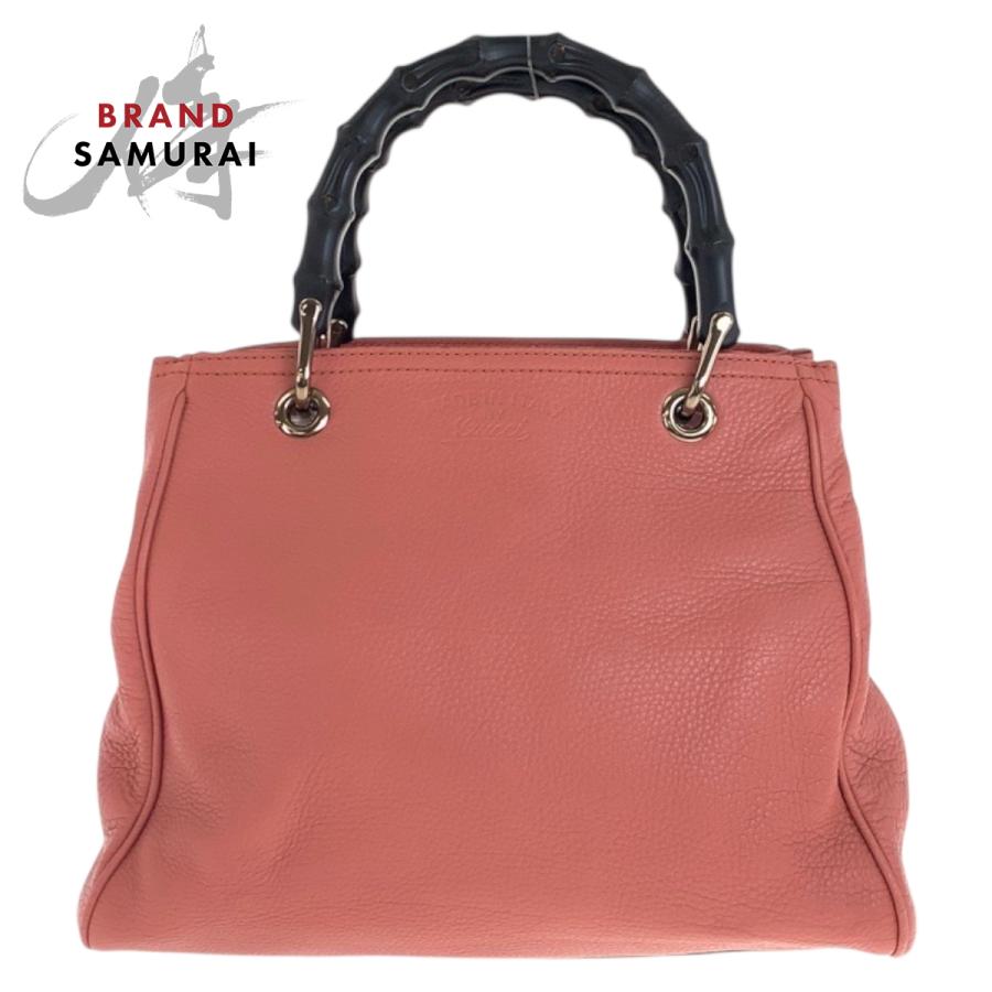 GUCCI（グッチ） 美品 バンブー ピンク ゴールド金具 レザー 336032 