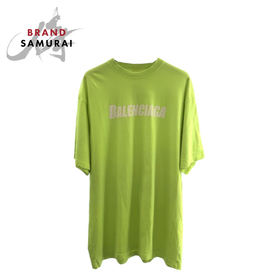 美品 BALENCIAGA バレンシアガ CAPS ボクシーフィット サイズS ライトグリーン ホワイト コットン 651795 半袖Ｔシャツ メンズ 600608 | BALENCIAGA