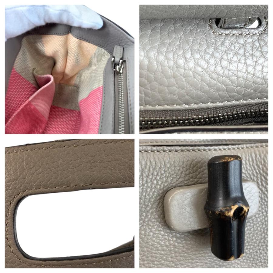 美品 GUCCI グッチ バンブー デイリー グレー シルバー金具 レザー 370831 ハンドバッグ ショルダーバッグ 2way レディース 600614_4