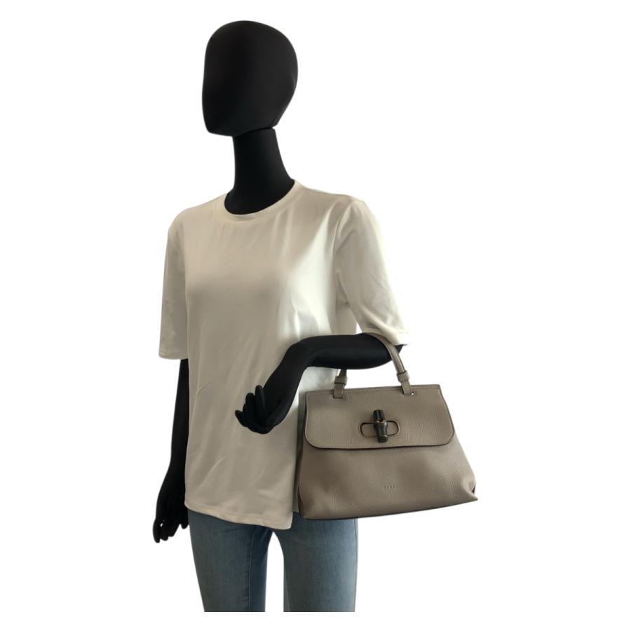 美品 GUCCI グッチ バンブー デイリー グレー シルバー金具 レザー 370831 ハンドバッグ ショルダーバッグ 2way レディース 600614_5