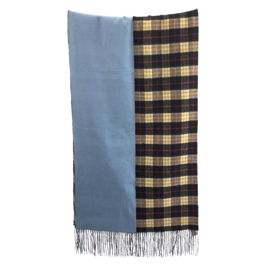 美品 BURBERRY バーバリー チェック柄 ブルー マルチカラー カシミヤ 8007292 マフラー ストール 男女兼用 レディース 600638_1
