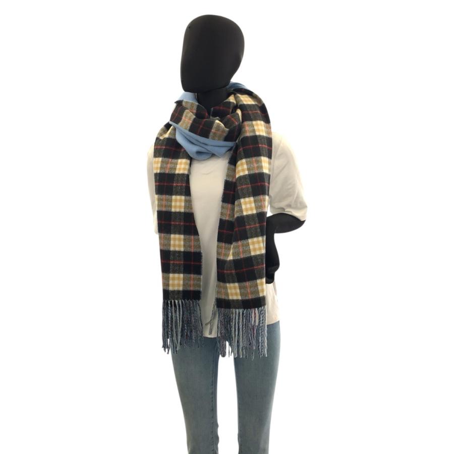 美品 BURBERRY バーバリー チェック柄 ブルー マルチカラー カシミヤ 8007292 マフラー ストール 男女兼用 レディース 600638_5