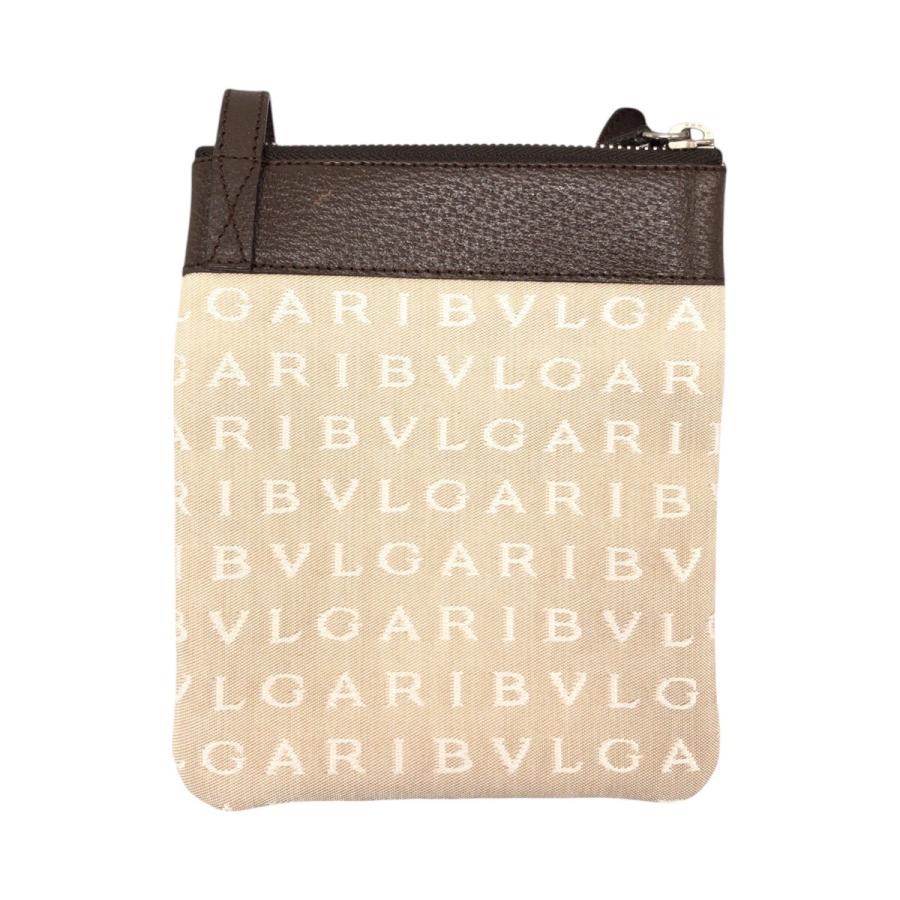 美品 BVLGARI ブルガリ ロゴマニア ベージュ ブラウン シルバー金具 
