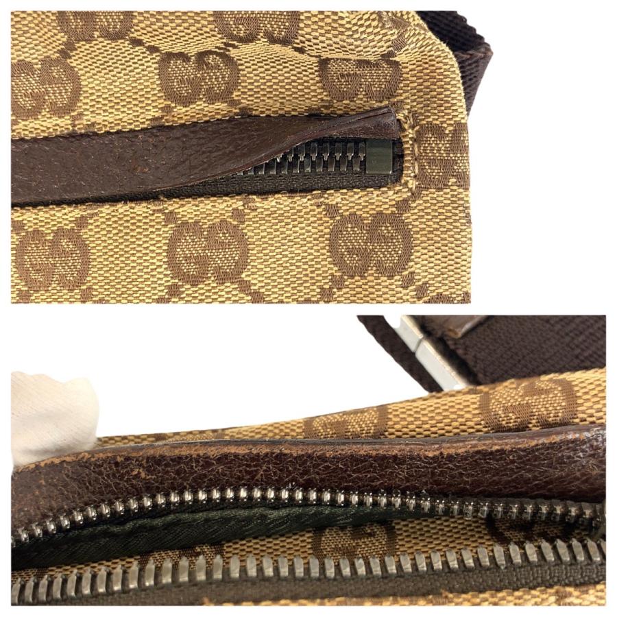 GUCCI グッチ ベージュ ブラウン シルバー金具 GGキャンバス/レザー 28566 ボディバッグ ウエストバッグ バムバッグ レディース 600664_5