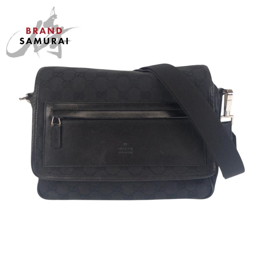 GUCCI（グッチ） 美品 ブラック 黒 シルバー金具 GGキャンバス/レザー 