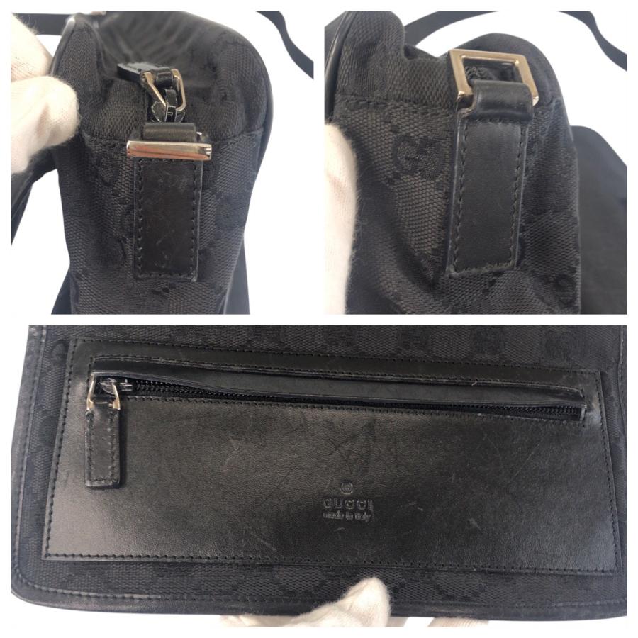美品 GUCCI グッチ ブラック シルバー金具 GGキャンバス/レザー 28562 ショルダーバッグ メッセンジャーバッグ メンズ 600669 | GUCCI | 04