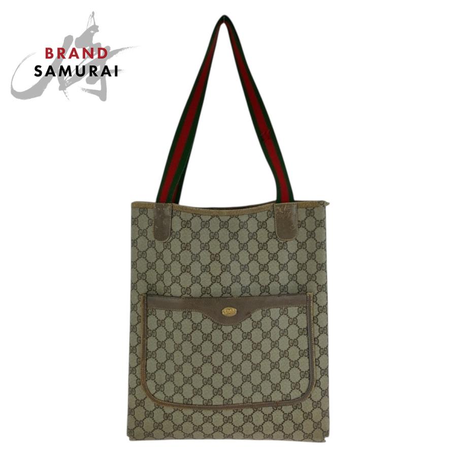 GUCCI グッチ ヴィンテージ オールドグッチ シェリーライン ベージュ  GGスプリームキャンバス/レザー 39 02 003 トートバッグ 600682 | GUCCI