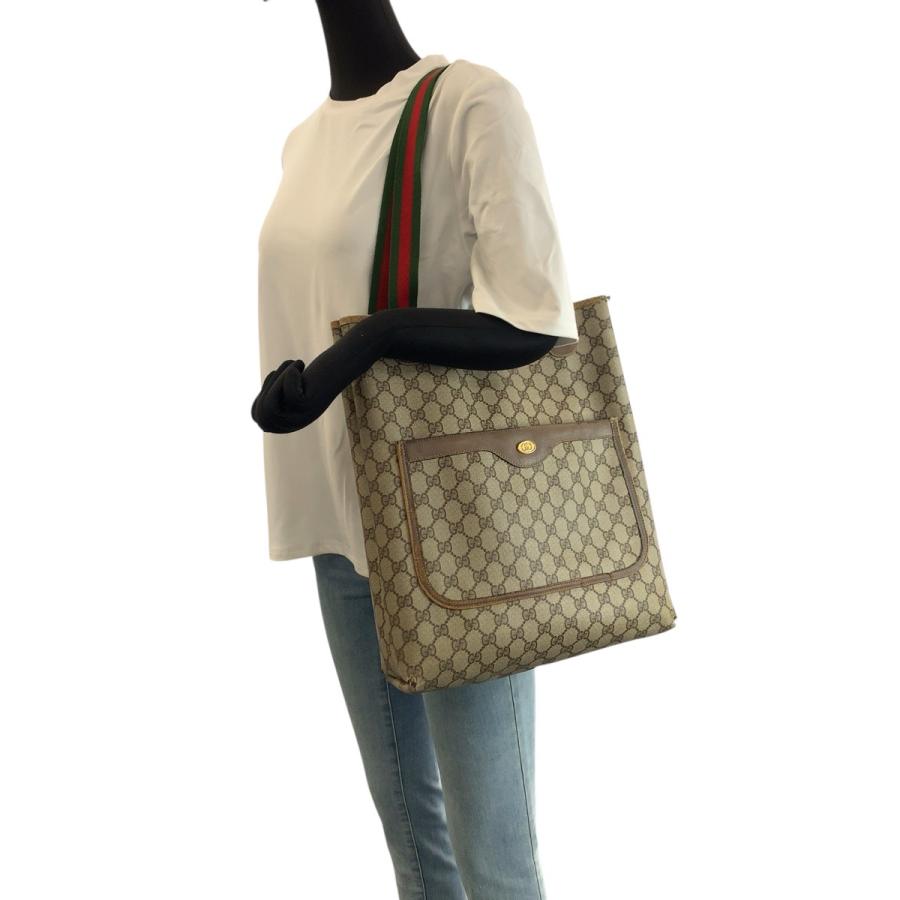 GUCCI グッチ ヴィンテージ オールドグッチ シェリーライン ベージュ  GGスプリームキャンバス/レザー 39 02 003 トートバッグ 600682 | GUCCI | 05