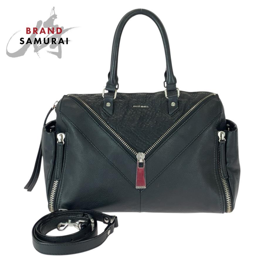 DIESEL（ディーゼル） レ ジッパー 2way ブラック 黒 シルバー金具