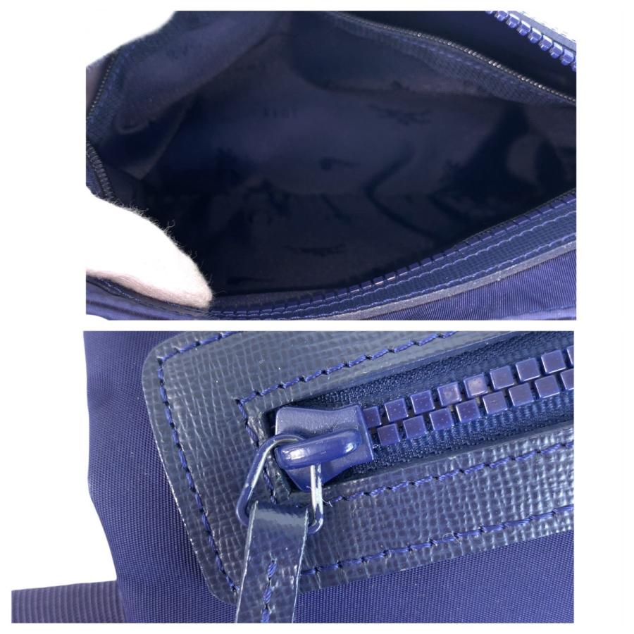美品　LONGCHAMP ネイビー ショルダーバッグ LONGCHAMP（ロンシャン） 美品 ネイビー シルバー金具 ナイロン/レザー