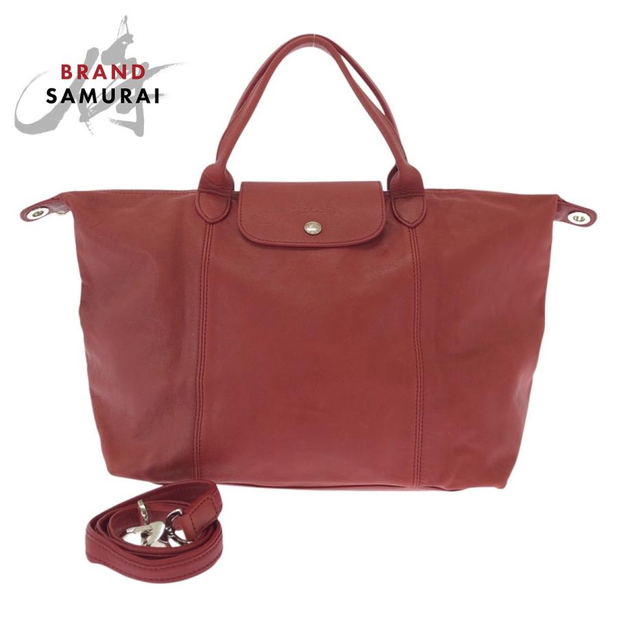 希少 ロンシャン プリアージュ 2way オールレザー トートバッグ レッド LONGCHAMP（ロンシャン） ル プリアージュ キュイール 2way レッド
