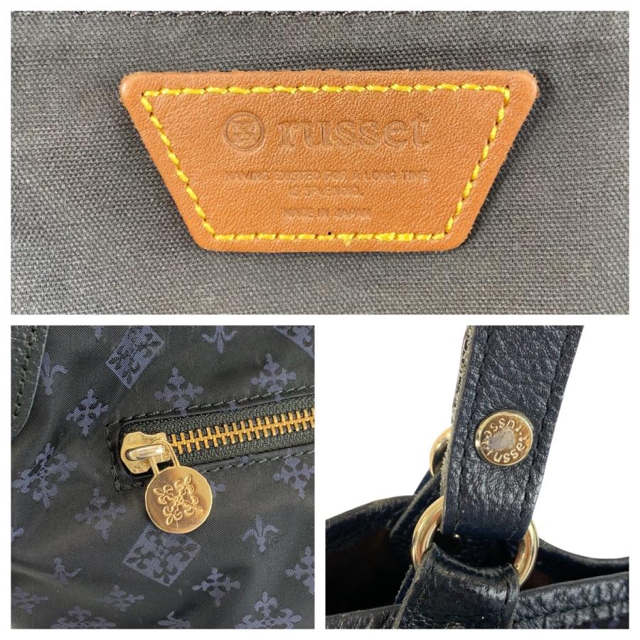 美品 russet ラシット ブラック 黒 ネイビー シルバー金具 ナイロン/レザー トートバッグ ショルダーバッグ レディース 600767 | russet | 02