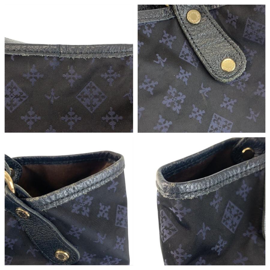 美品 russet ラシット ブラック 黒 ネイビー シルバー金具 ナイロン/レザー トートバッグ ショルダーバッグ レディース 600767 | russet | 04