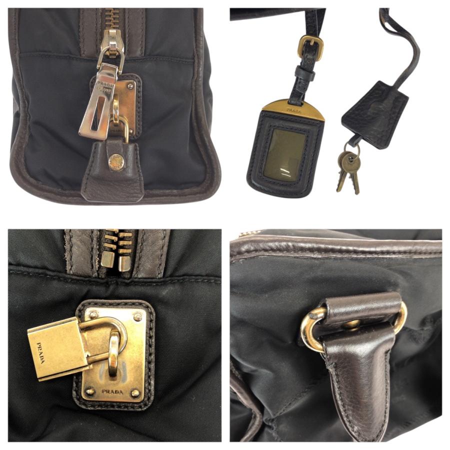 美品 PRADA プラダ 三角ロゴプレート ブラック 黒 ゴールド金具 