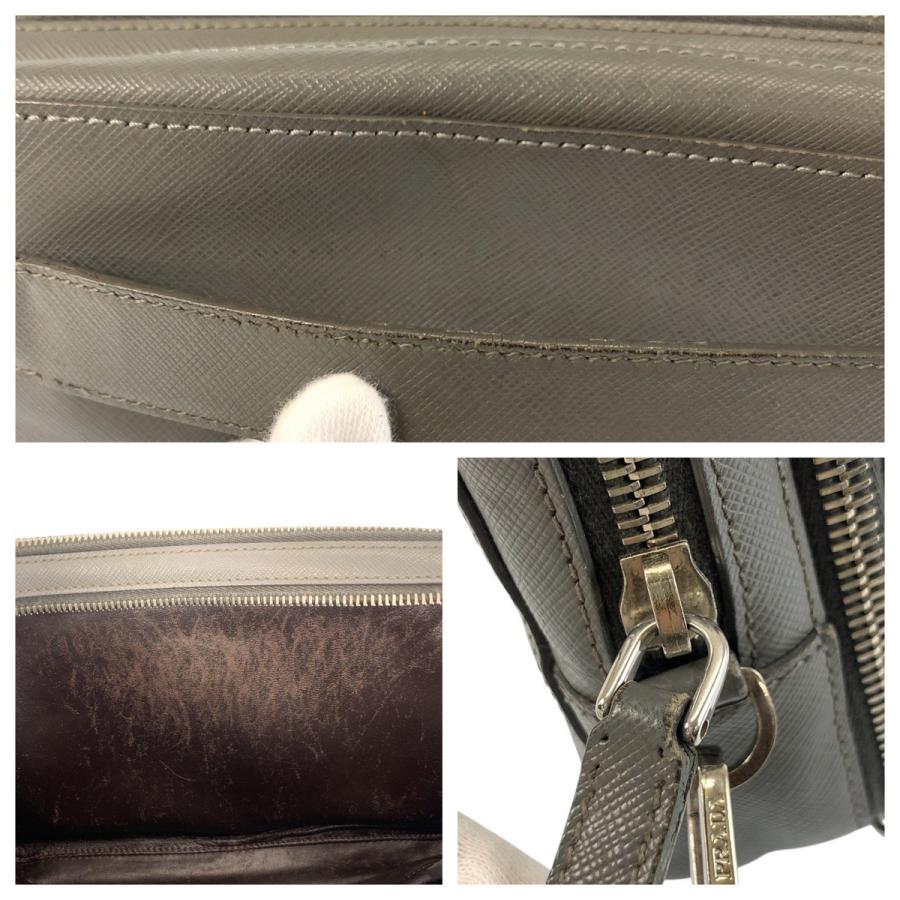 PRADA プラダ サフィアーノ 三角ロゴプレート グレー シルバー金具 レザー クラッチバッグ セカンドバッグ メンズ 600829_4