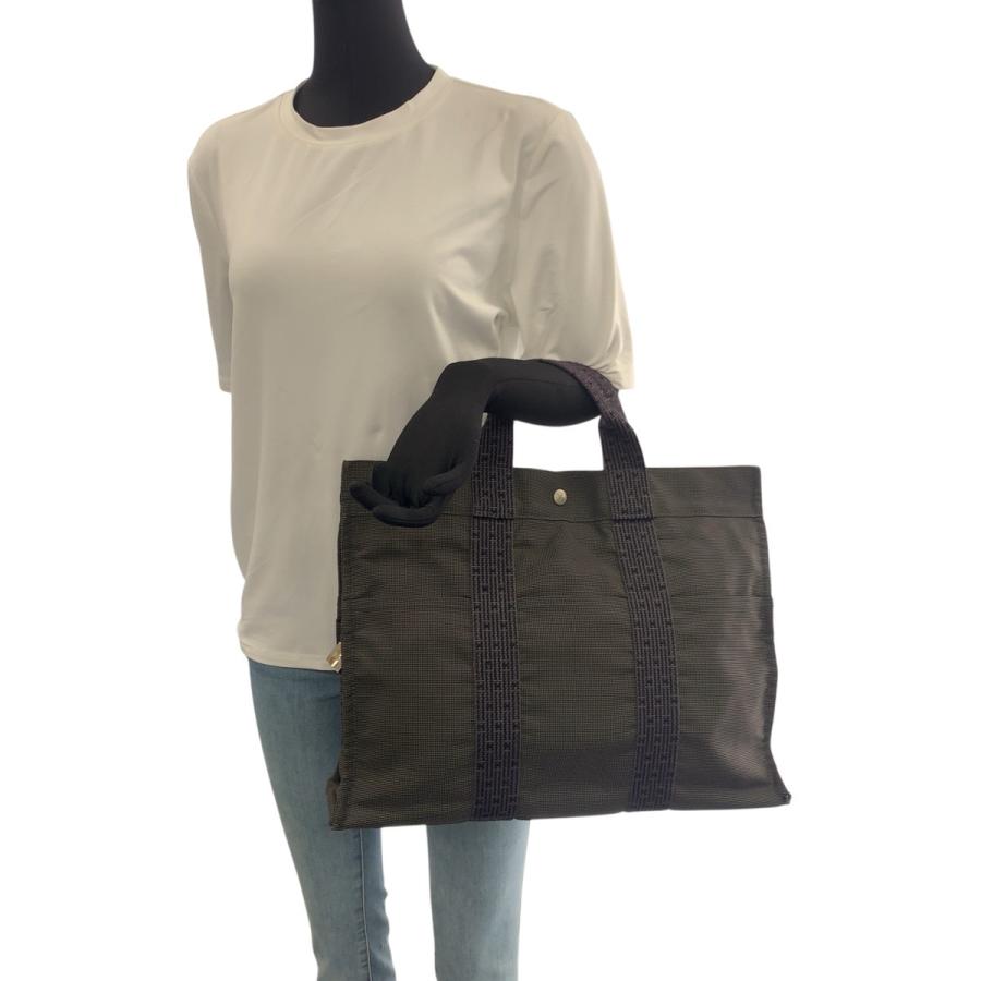 HERMES エルメス エールライン MM グレー シルバー金具 キャンバス トートバッグ 男女兼用 メンズ 600832_6