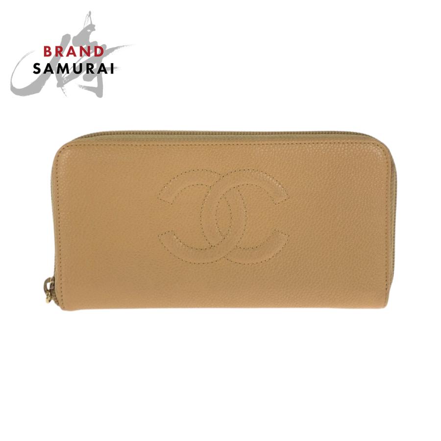 ❴美品❵シャネル キャビア ココマーク 財布 CHANEL（シャネル） 美品 ココマーク ベージュ ゴールド金具 キャビア