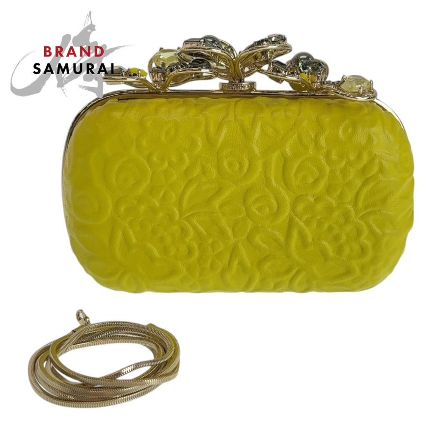 美品 NINA RICCI ニナリッチ イエロー ゴールド金具 レザー 斜め掛け 