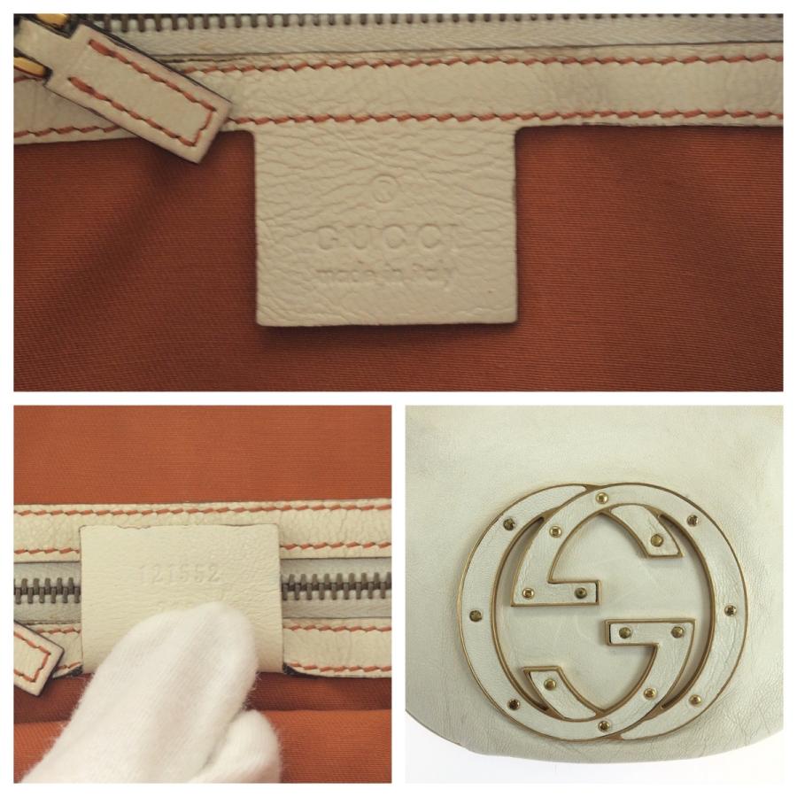 GUCCI グッチ ソーホー インターロッキング ホワイト ゴールド金具 レザー 121552 ホーボー ショルダーバッグ 肩掛け レディース 600938