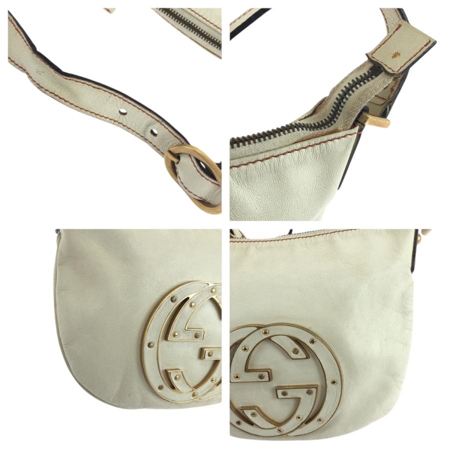 GUCCI グッチ ソーホー インターロッキング ホワイト ゴールド金具 レザー 121552 ホーボー ショルダーバッグ 肩掛け レディース 600938